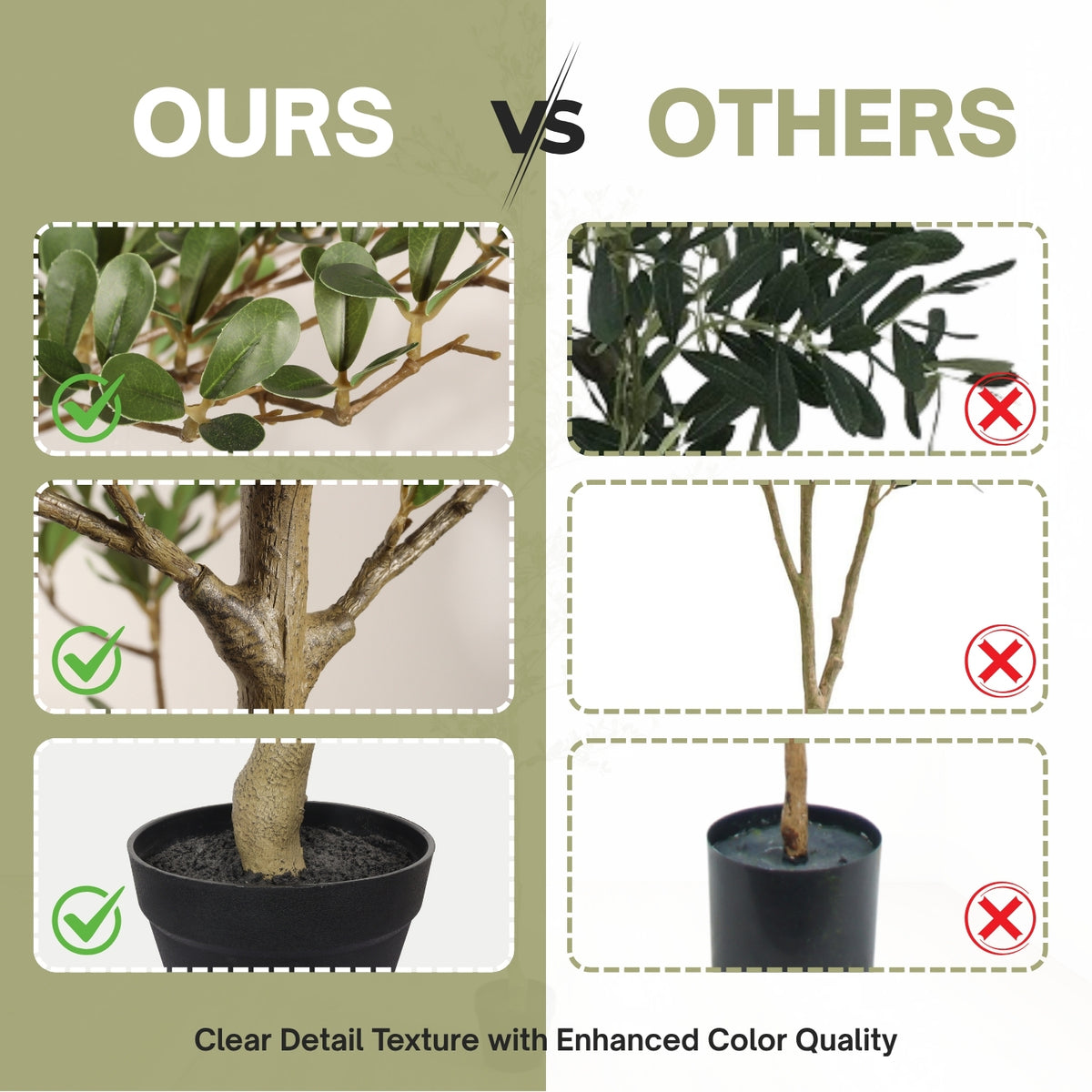 Comparison chart showing 'Ours' vs 'Others' with plants and text on a green and white background.